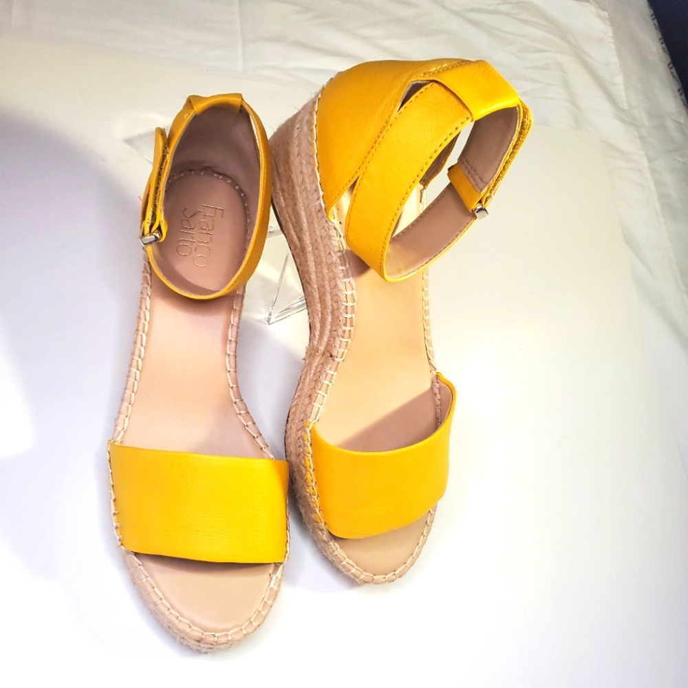 Franco Sarto Sandal Womens, Clemens Leather Espadrille,Size 11M, Yellow.